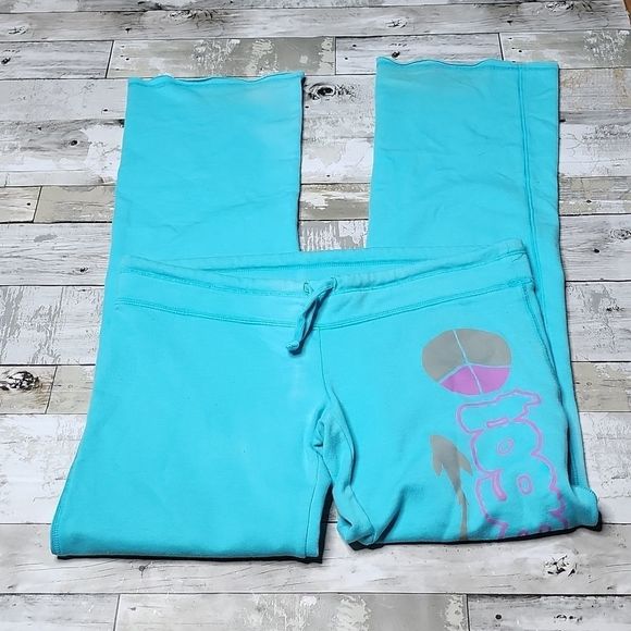 291 Venice teal together peace y2k bootcur flare sweatpants - Picture 6 of 8